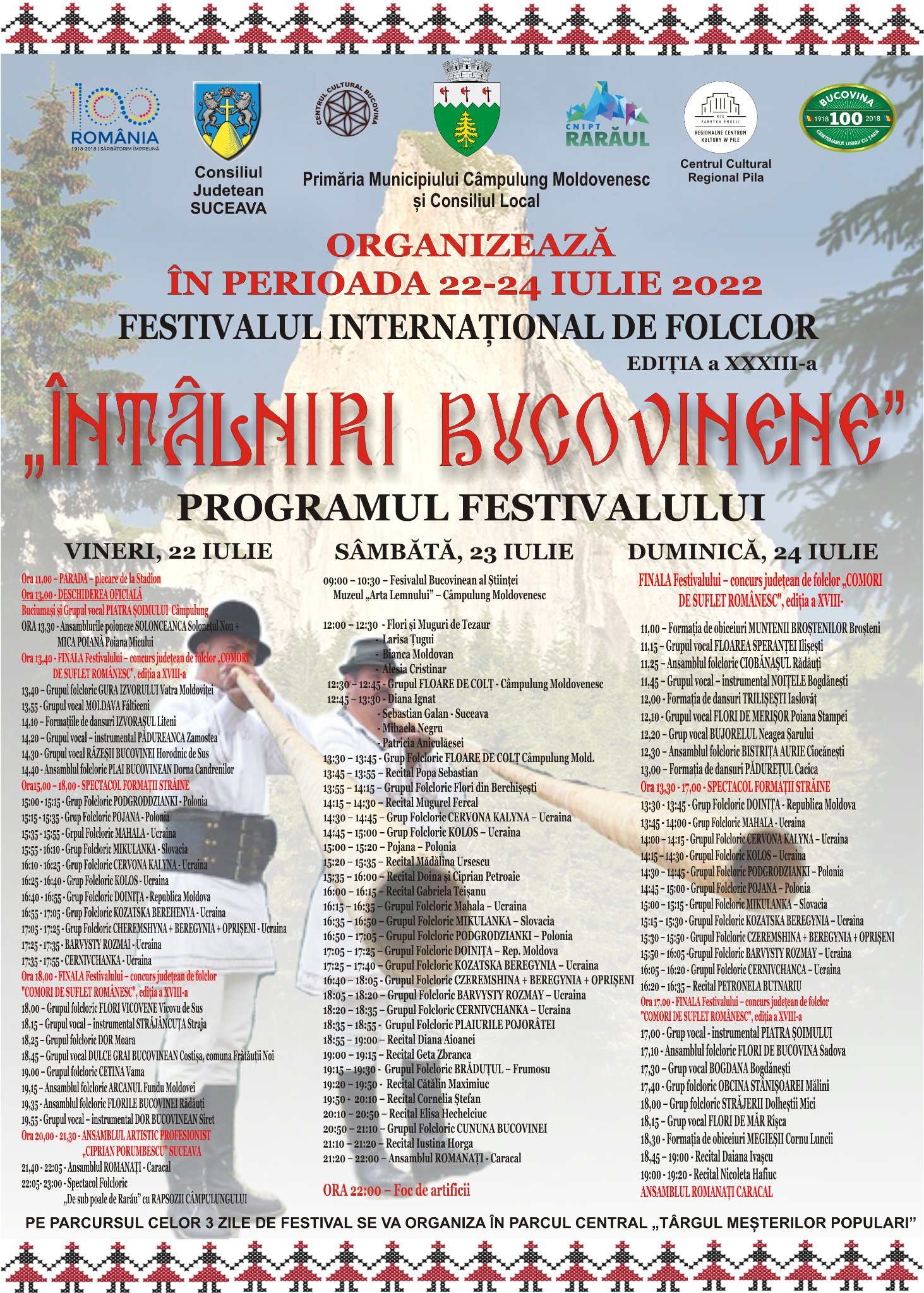 Festivalul Internațional de Folclor „Întâlniri Bucovinene”, editia a XXXIII-a, 22-24 iulie 2022